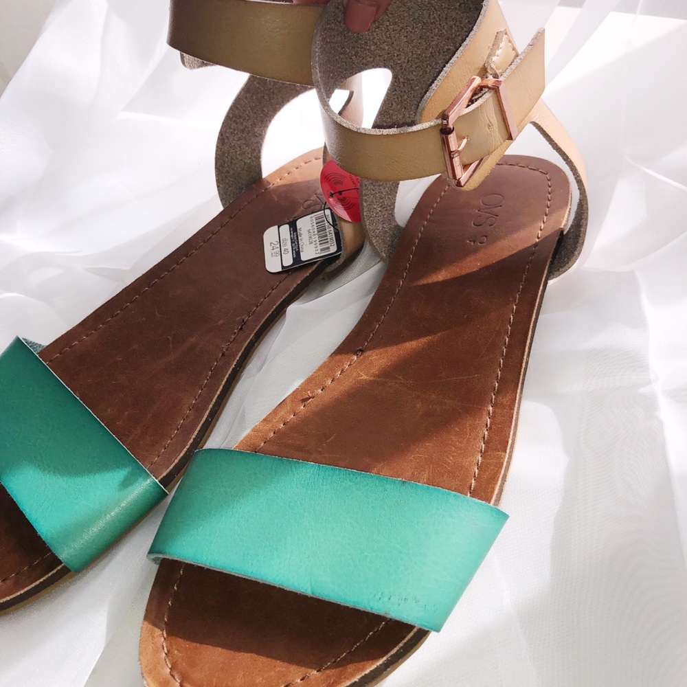 Teal & Nude Sandals